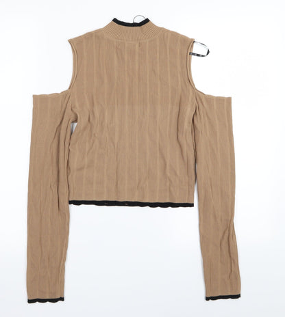 Womens UK Size 10 Missguided Brown Basic T-Shirt