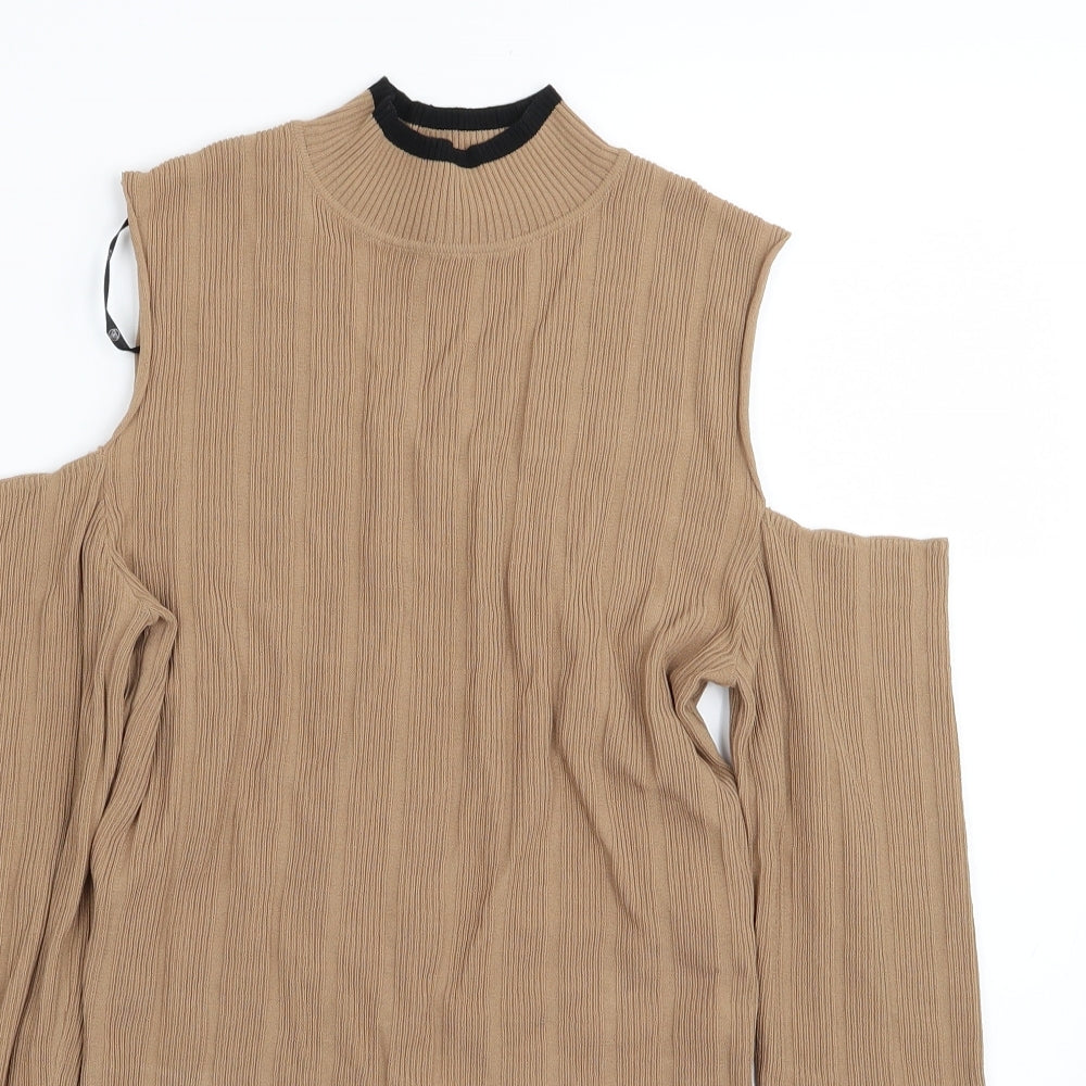 Womens UK Size 10 Missguided Brown Basic T-Shirt