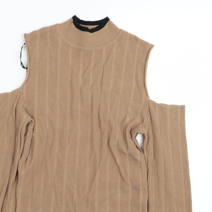 Womens UK Size 10 Missguided Brown Basic T-Shirt