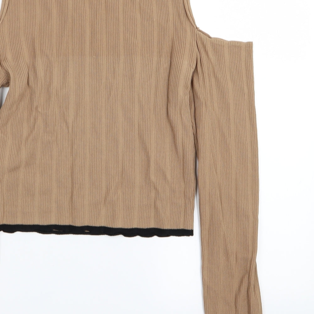 Womens UK Size 10 Missguided Brown Basic T-Shirt