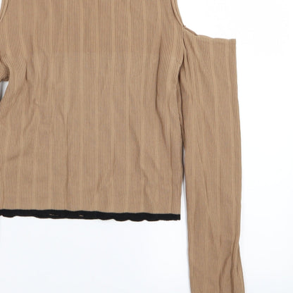 Womens UK Size 10 Missguided Brown Basic T-Shirt