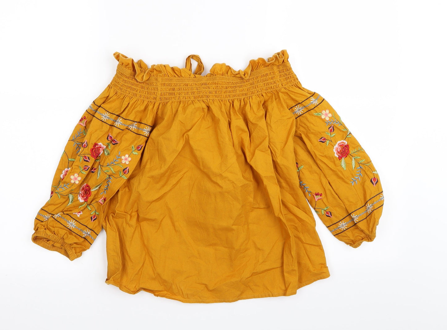 Papaya Womens Yellow Floral  Basic T-Shirt Size 8