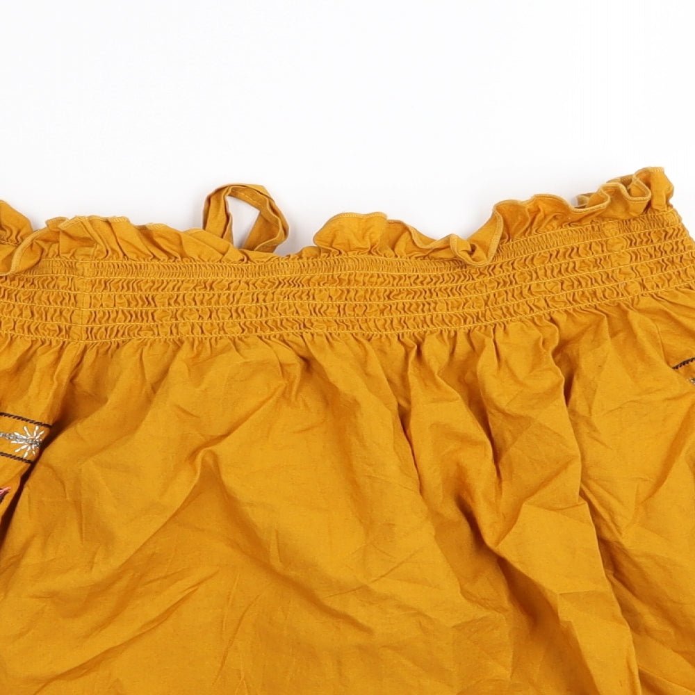 Papaya Womens Yellow Floral  Basic T-Shirt Size 8