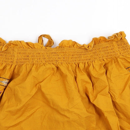 Papaya Womens Yellow Floral  Basic T-Shirt Size 8