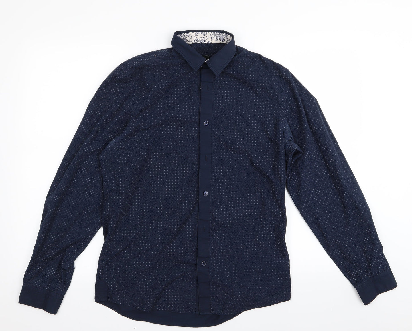 F&F Mens Blue Polka Dot   Button-Up Size S