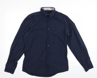 F&F Mens Blue Polka Dot   Button-Up Size S