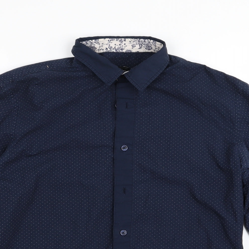 F&F Mens Blue Polka Dot   Button-Up Size S