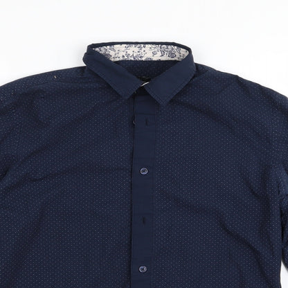 F&F Mens Blue Polka Dot   Button-Up Size S