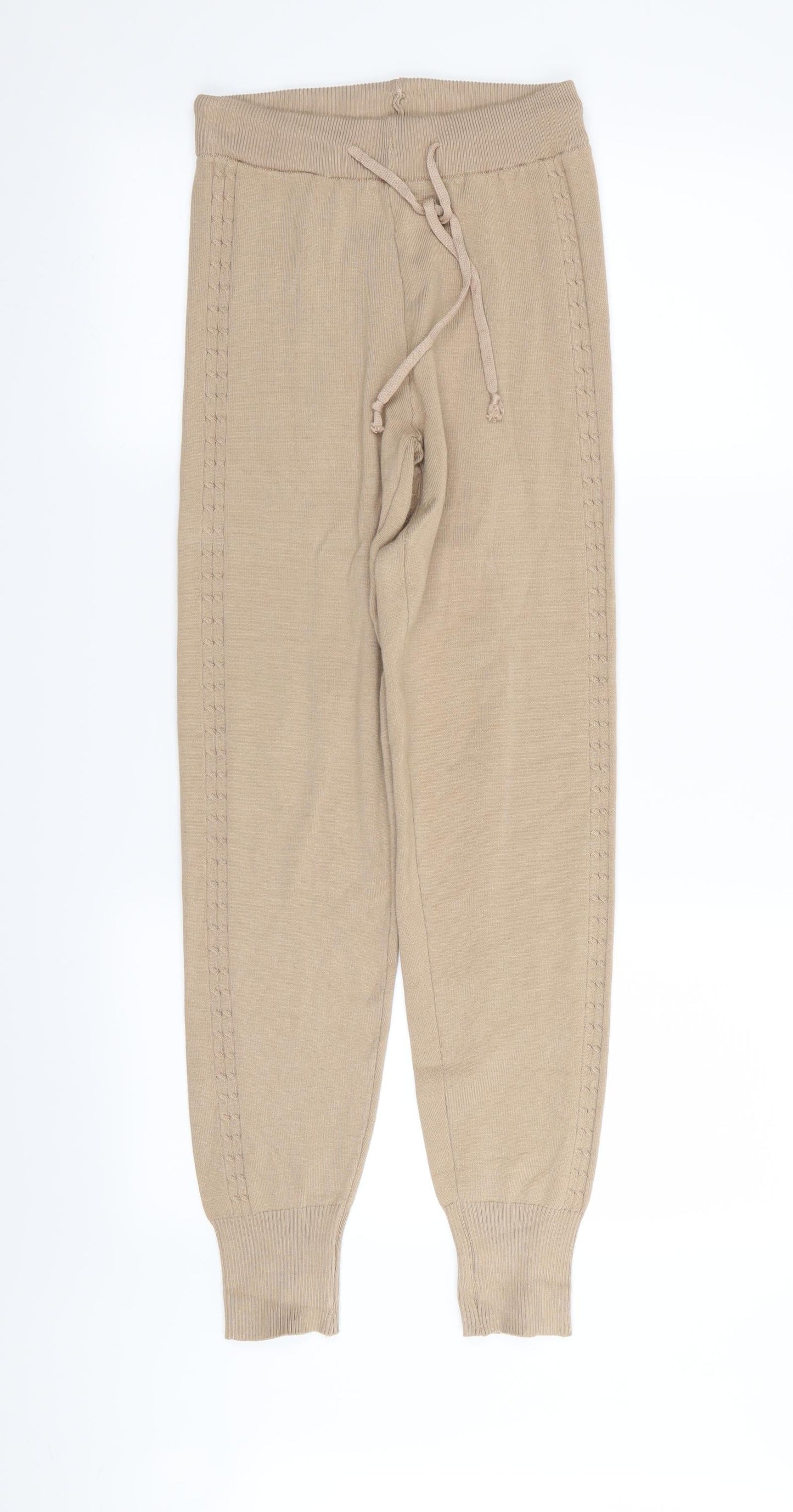 Womens UK Size S Yu & Me Regular Fit Jogger Beige Trousers