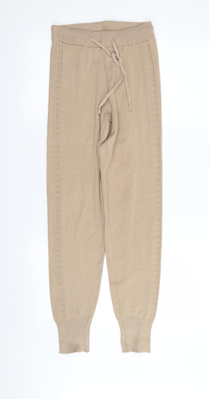 Womens UK Size S Yu & Me Regular Fit Jogger Beige Trousers