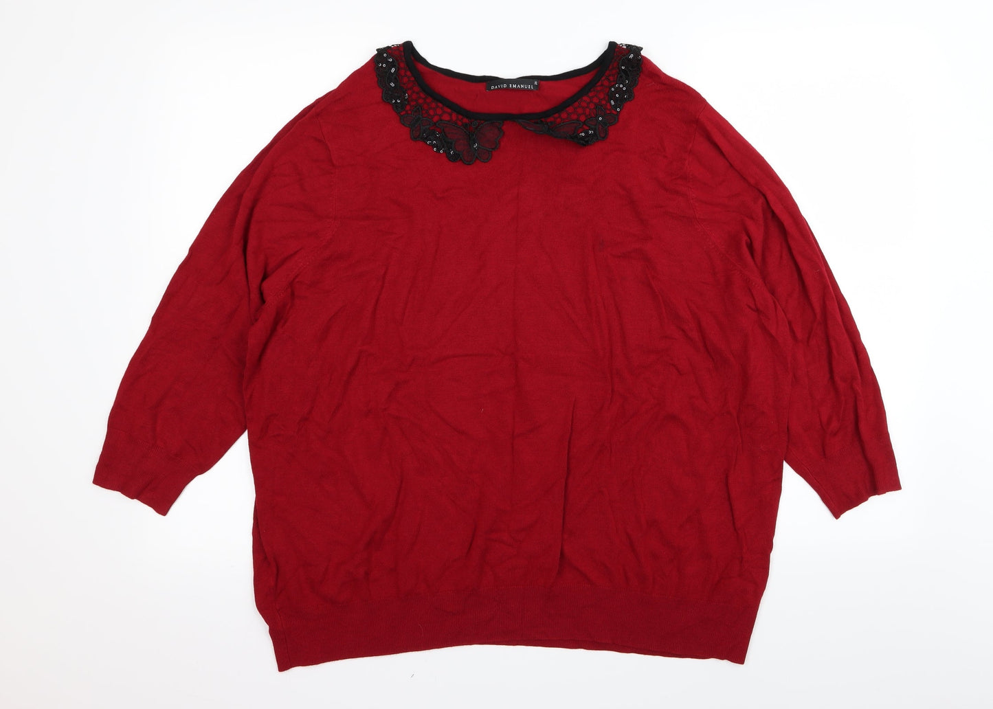 Womens UK Size XL DAVID EMANUEL Red Basic T-Shirt
