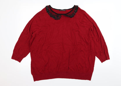 Womens UK Size XL DAVID EMANUEL Red Basic T-Shirt