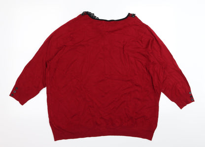 Womens UK Size XL DAVID EMANUEL Red Basic T-Shirt