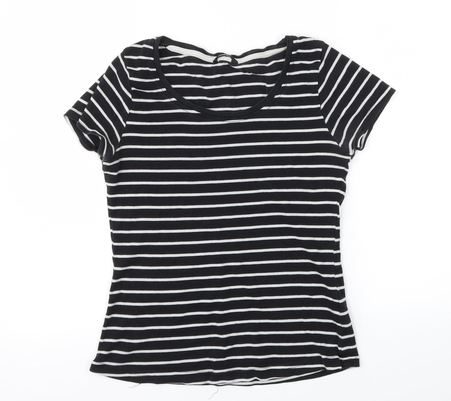 George Womens Black Striped  Basic T-Shirt Size 10