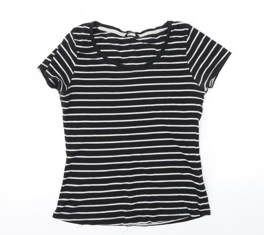 George Womens Black Striped  Basic T-Shirt Size 10