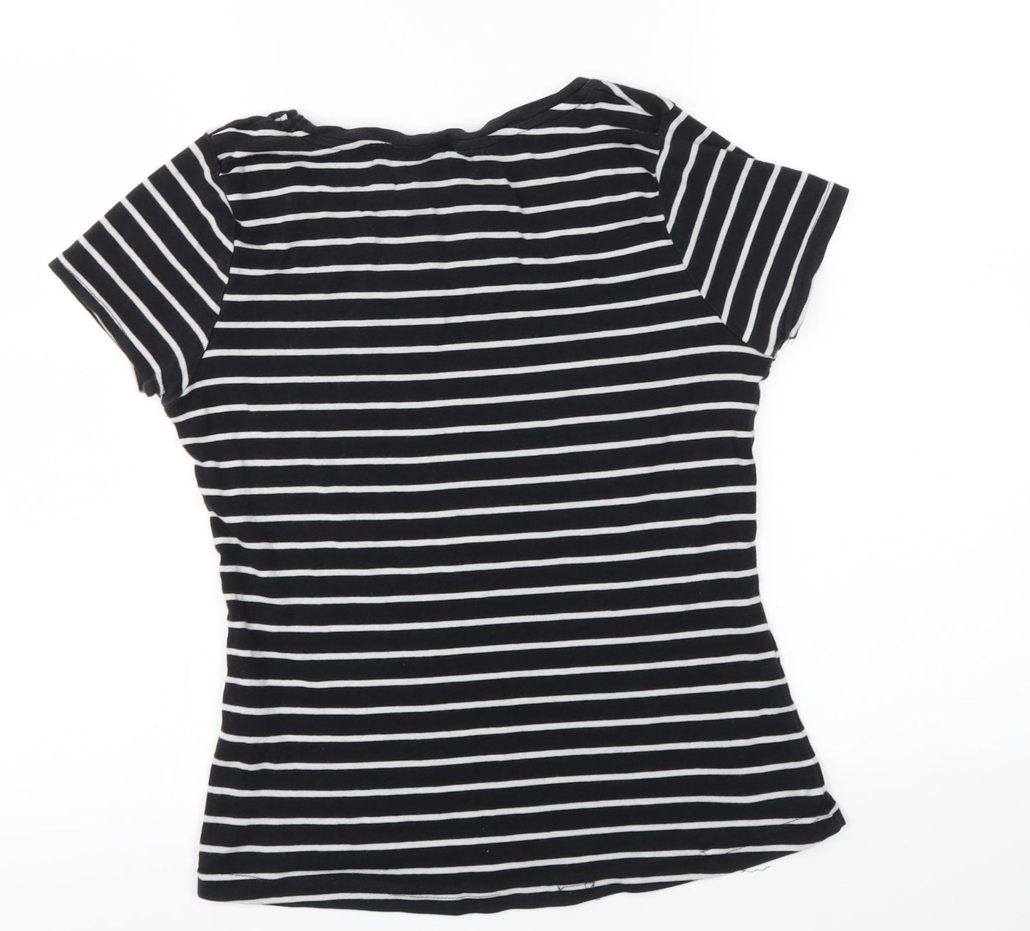 George Womens Black Striped  Basic T-Shirt Size 10