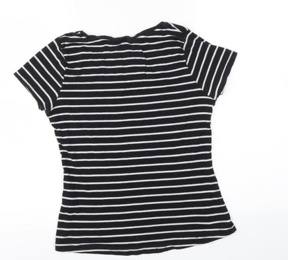 George Womens Black Striped  Basic T-Shirt Size 10