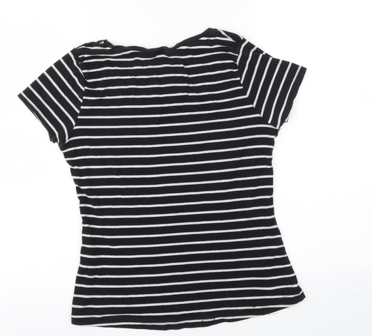 George Womens Black Striped  Basic T-Shirt Size 10