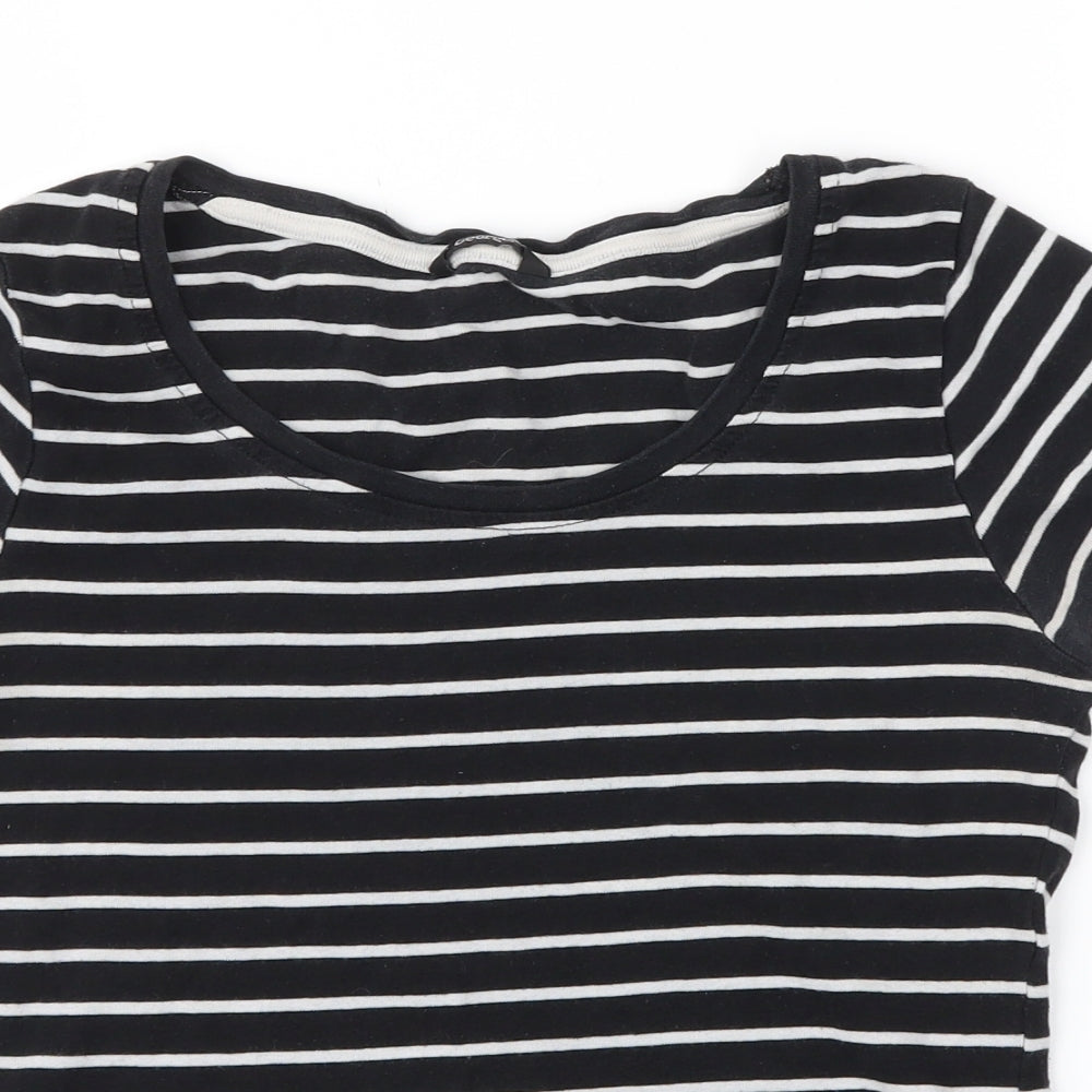 George Womens Black Striped  Basic T-Shirt Size 10