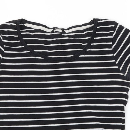 George Womens Black Striped  Basic T-Shirt Size 10
