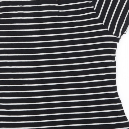 George Womens Black Striped  Basic T-Shirt Size 10