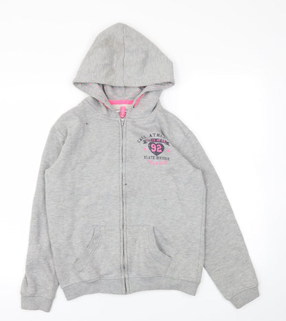 YD Girls Grey   Full Zip Hoodie Size 12-13 Years