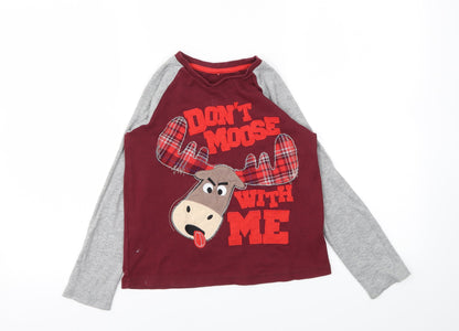 George Boys Red Animal Print  Basic T-Shirt Size 8-9 Years