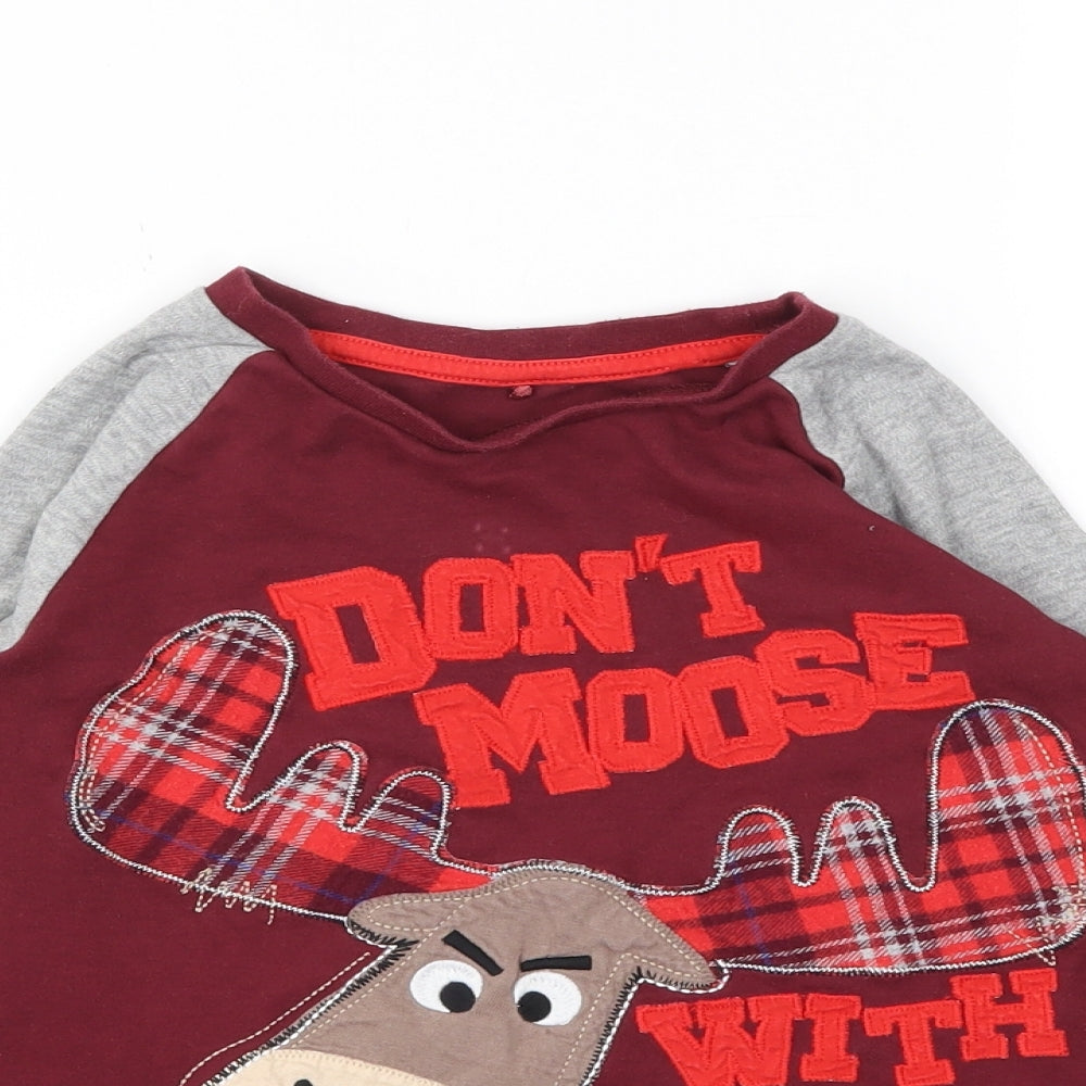 George Boys Red Animal Print  Basic T-Shirt Size 8-9 Years
