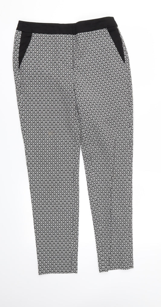 F&F Womens Black Argyle/Diamond  Trousers  Size 6 L28 in