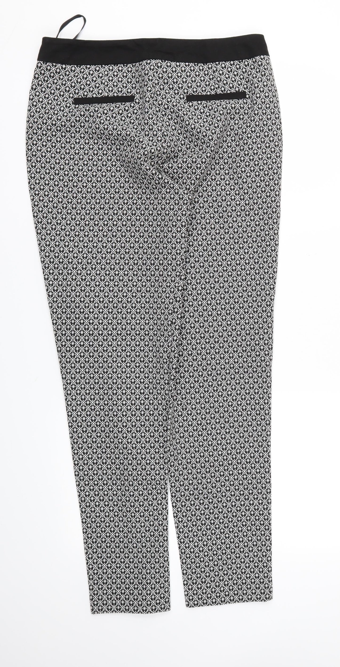 F&F Womens Black Argyle/Diamond  Trousers  Size 6 L28 in