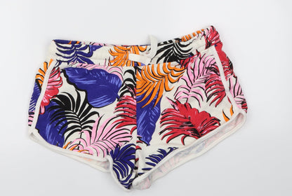 New Look Womens Multicoloured Floral  Cut-Off Shorts Size 8 - Stretch waistband