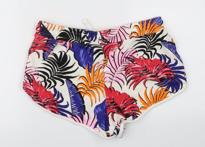 New Look Womens Multicoloured Floral  Cut-Off Shorts Size 8 - Stretch waistband