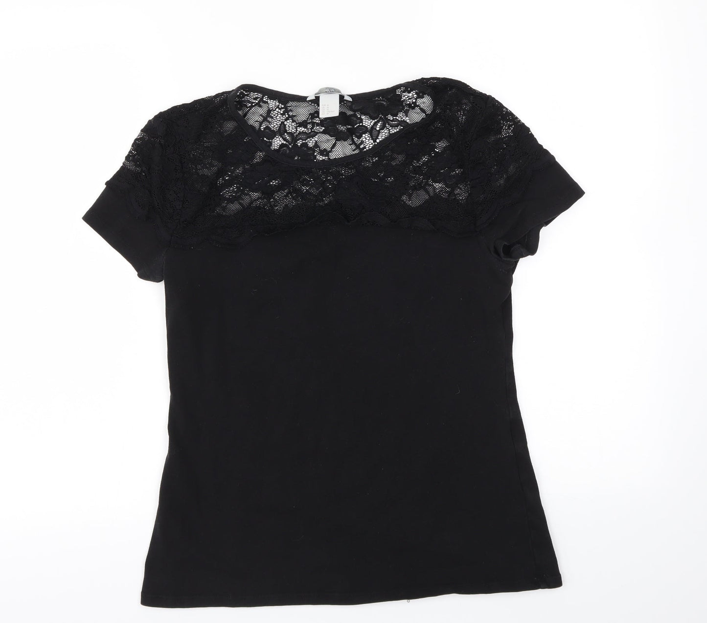 Womens UK Size M H&M Black Basic T-Shirt