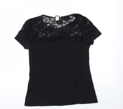 Womens UK Size M H&M Black Basic T-Shirt