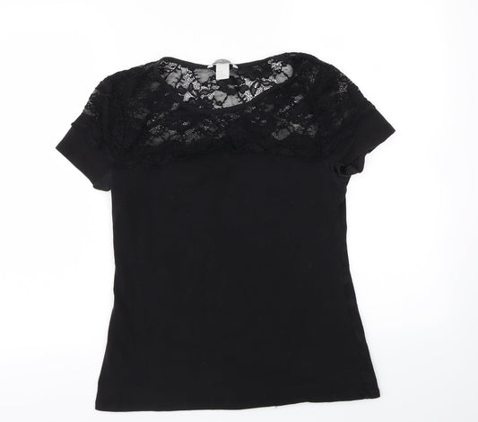 Womens UK Size M H&M Black Basic T-Shirt