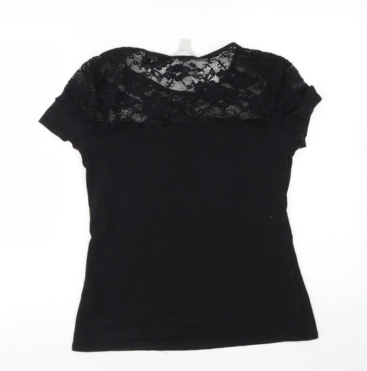 Womens UK Size M H&M Black Basic T-Shirt