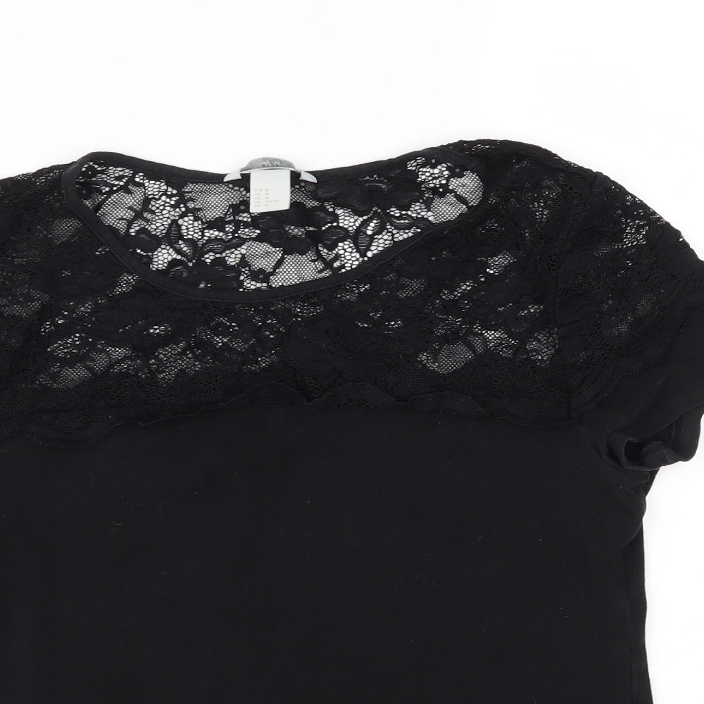 Womens UK Size M H&M Black Basic T-Shirt