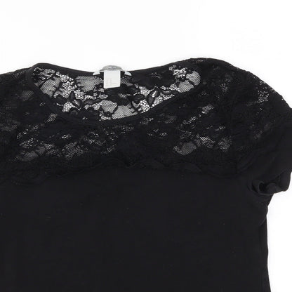 Womens UK Size M H&M Black Basic T-Shirt