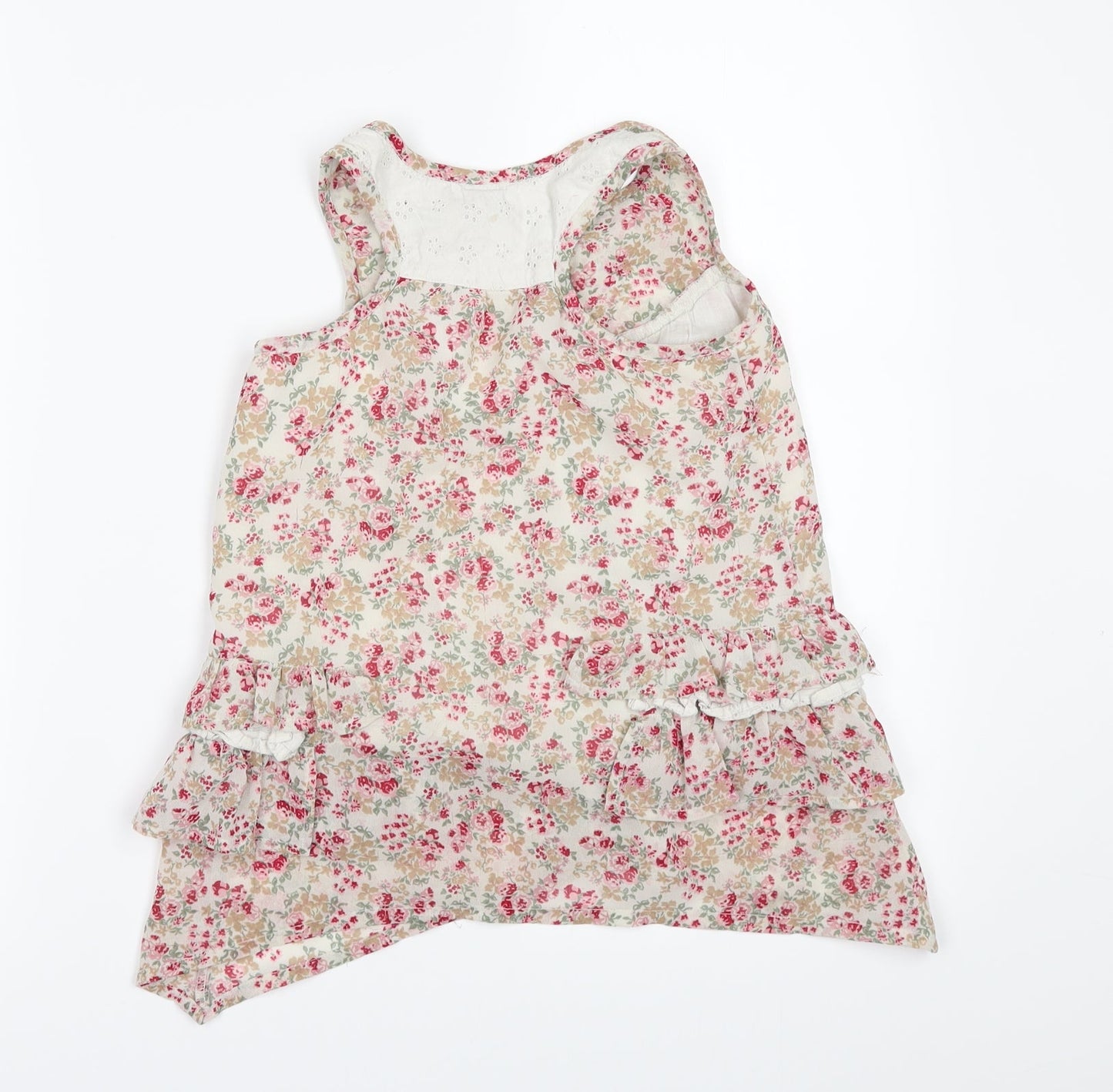 TU Girls Beige Floral  Tunic Button-Up Size 5 Years