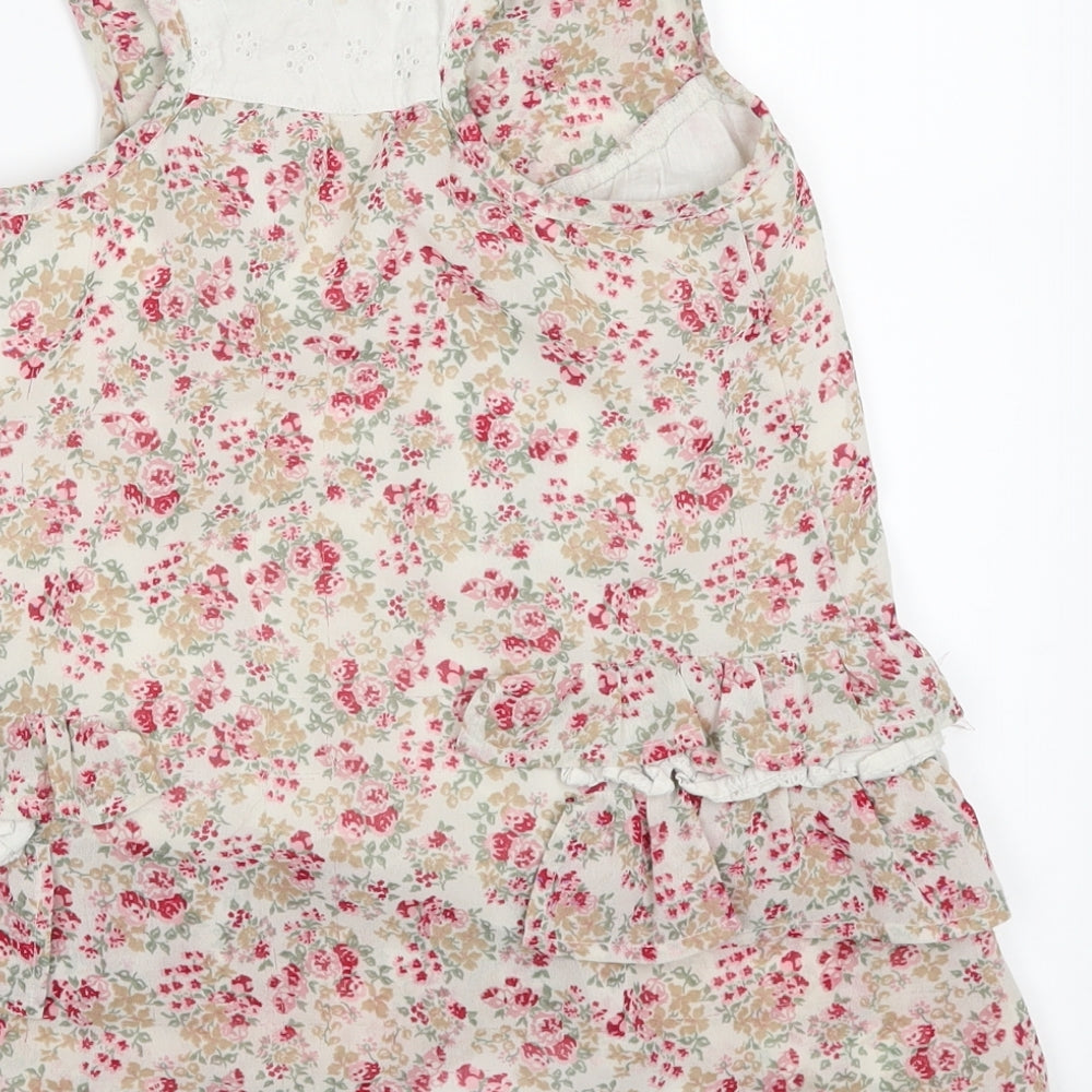 TU Girls Beige Floral  Tunic Button-Up Size 5 Years