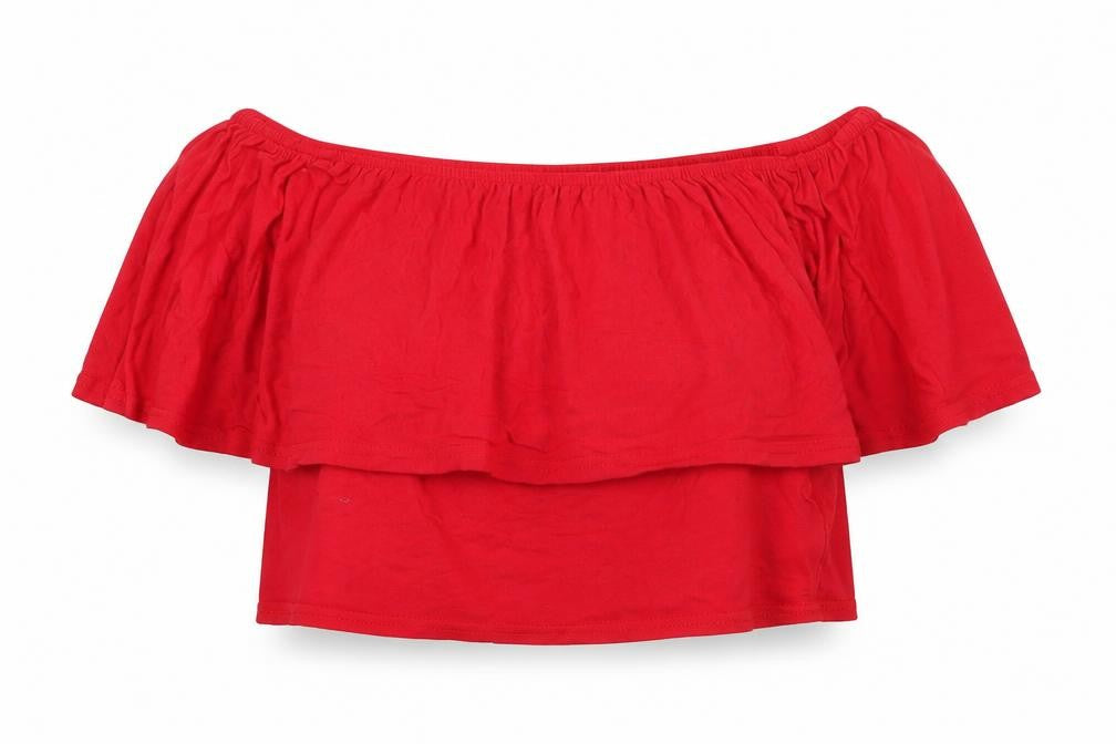 Womens UK Size 14 Boohoo Red Cropped Blouse