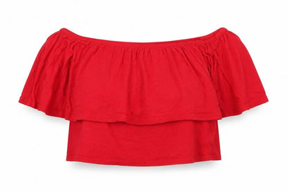 Womens UK Size 14 Boohoo Red Cropped Blouse