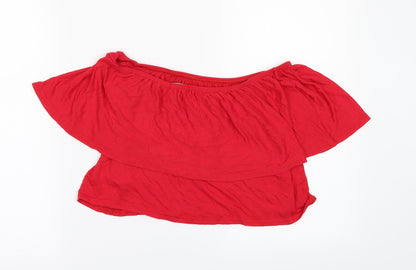 Boohoo Womens Red   Cropped Blouse Size 14