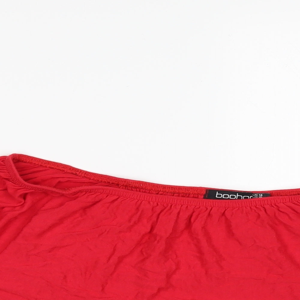 Boohoo Womens Red   Cropped Blouse Size 14