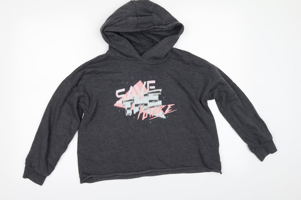 Next Girls Grey   Pullover Hoodie Size 8 Years  - SAVE THE FUTURE