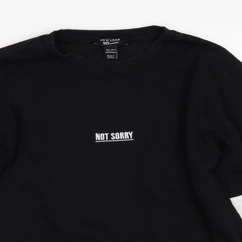 New Look Girls Black   Pullover Sweatshirt Size 10-11 Years  - not sorry
