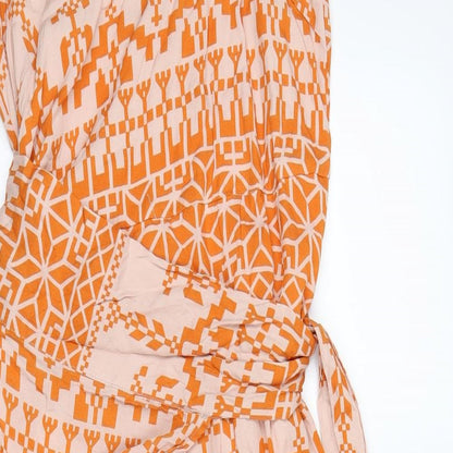Preworn Womens Orange Geometric  Shift  Size S  - dipped hem sun dress