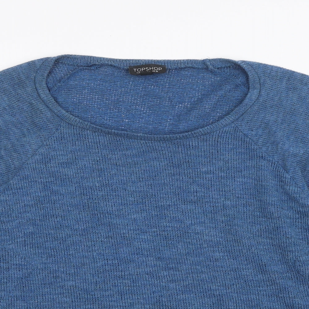Womens UK Size 10 Topshop Blue Basic T-Shirt