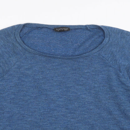 Womens UK Size 10 Topshop Blue Basic T-Shirt
