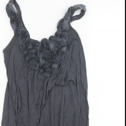 Womens UK Size S Pussycat London Grey Basic T-Shirt